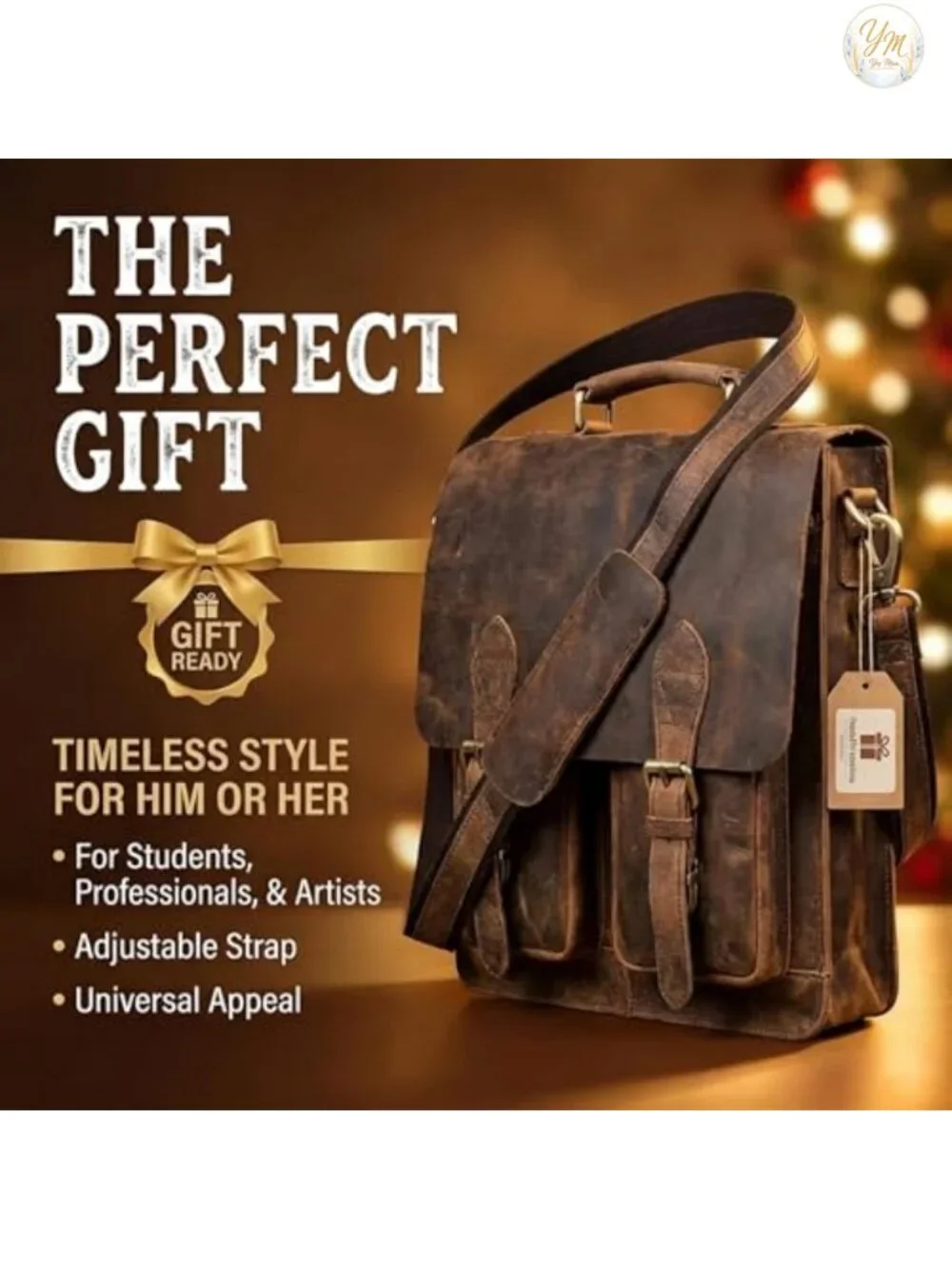 Genuine Buffalo Leather Laptop Messenger Bag 17 Inch Office Briefcase Travel